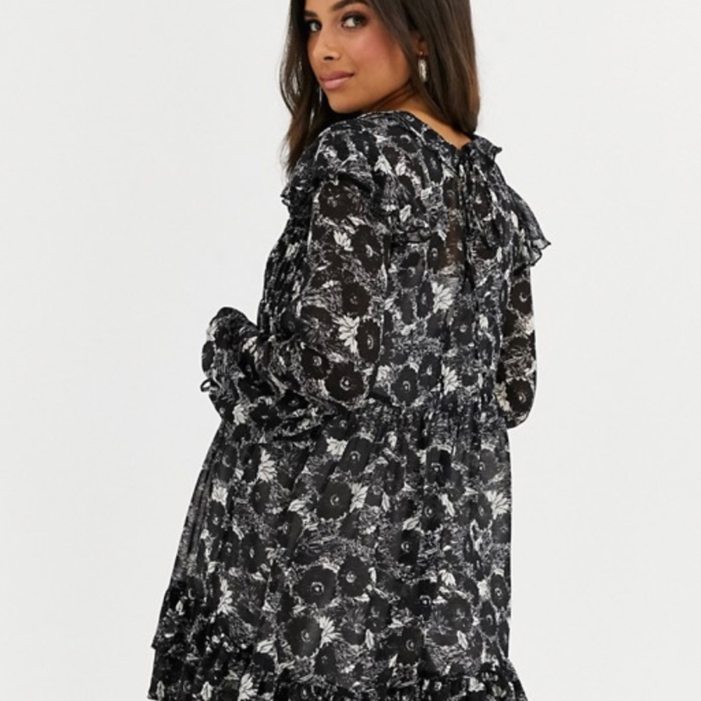🎉HP🎊Free People Floral Ruffle Mini Dress NWT - Picture 4 of 8